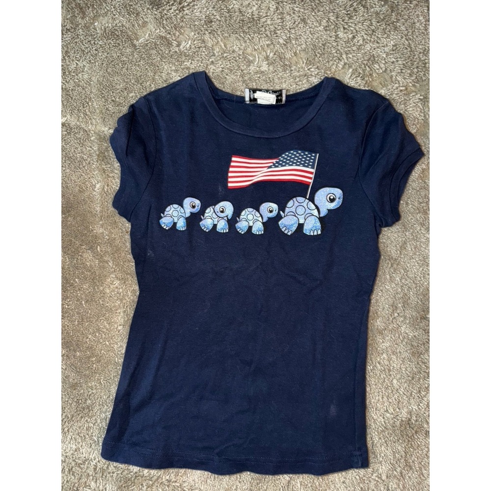 Vintage Y2K Self Esteem Turtle Flag Graphic Tee